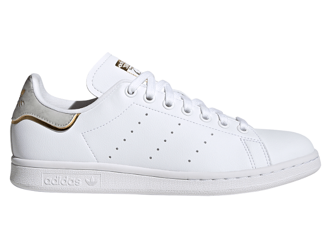 ADIDAS WOMENS STAN SMITH - WHITE / ALUMINIUM / GOLD METALLIC