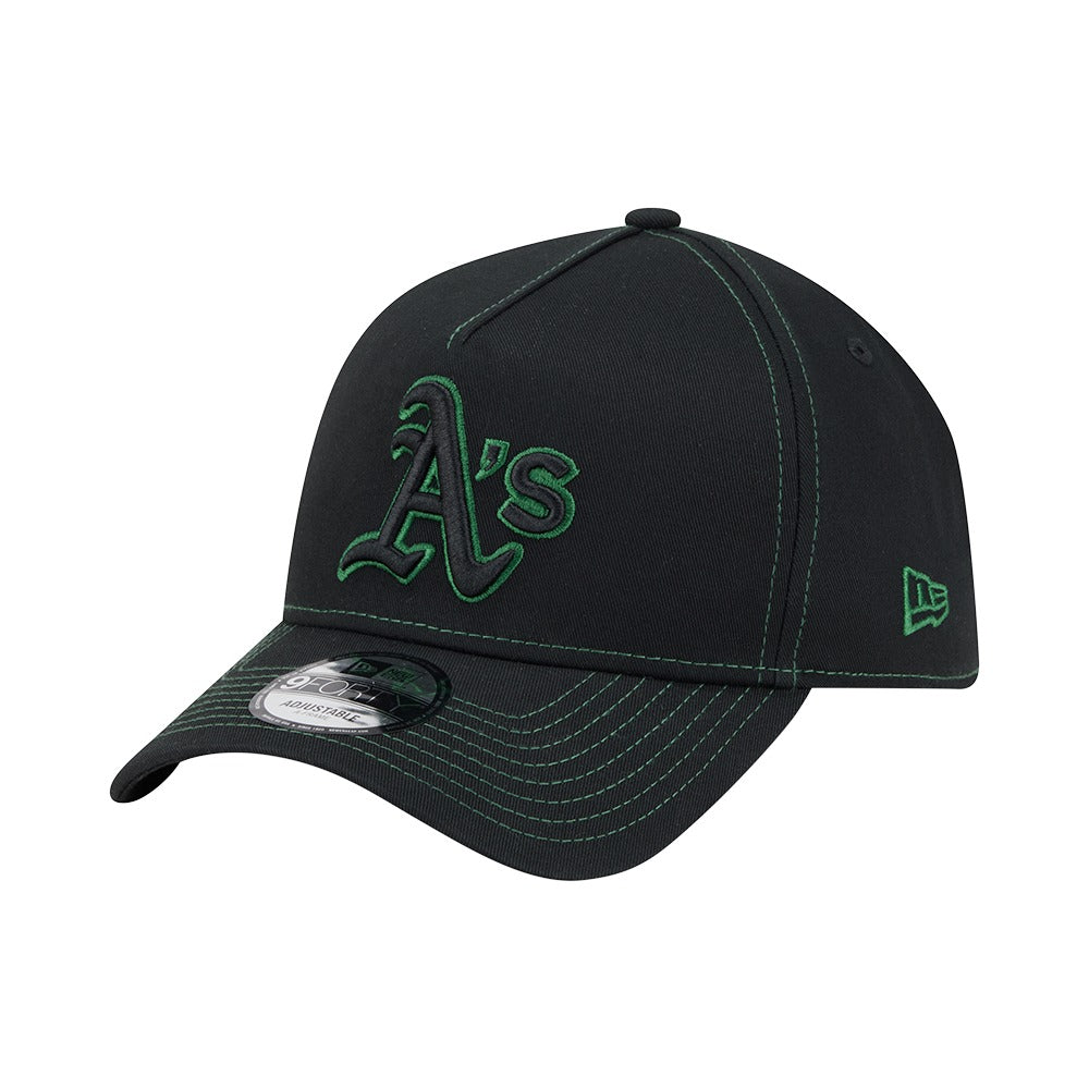 New Era 9FORTY A-Frame Contrast Stitch Oakland Athletics - Black / Green - Image 2