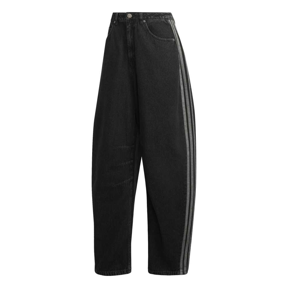 adidas Womens High Rise Barrel Leg Denim Pant - True Black Denim