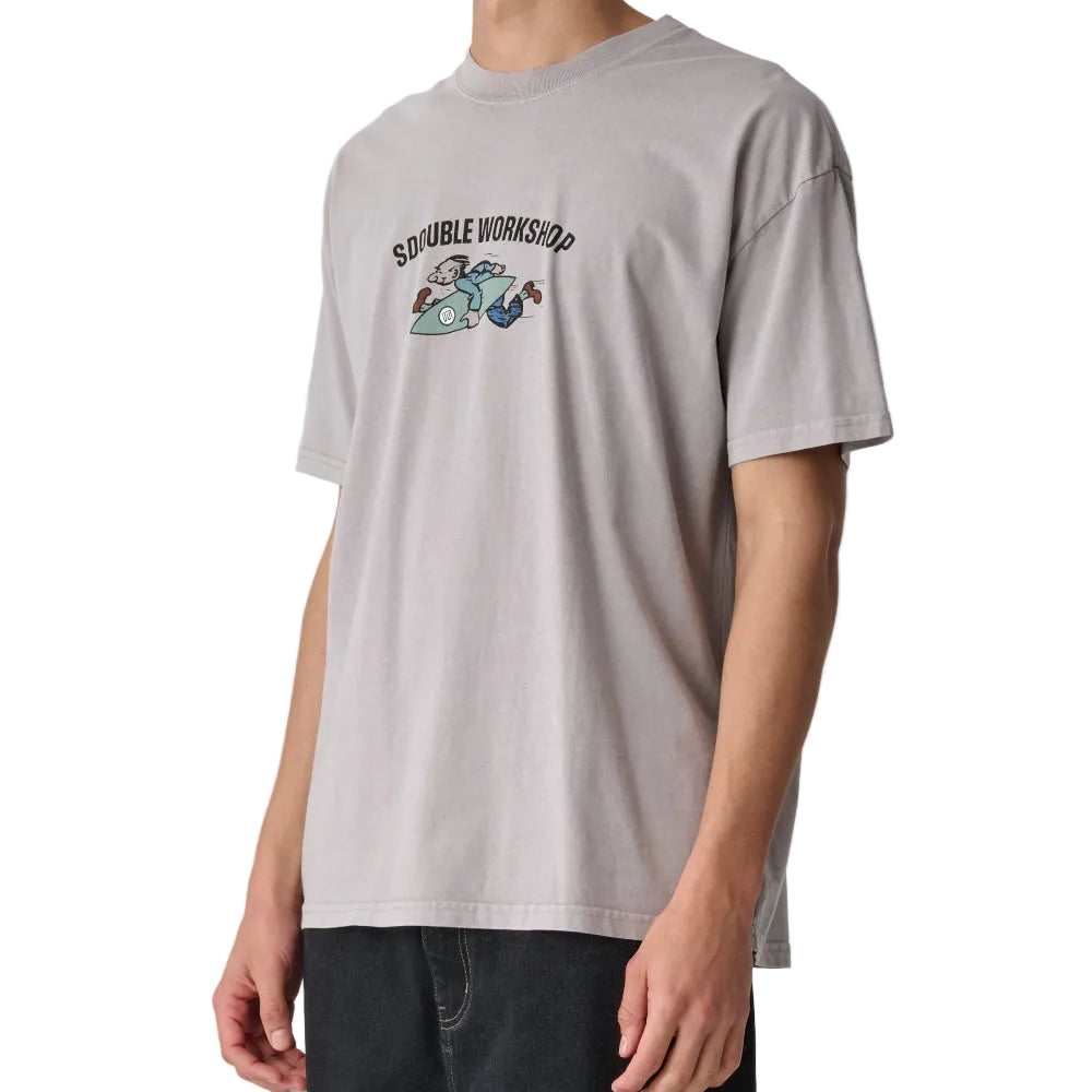 S / DOUBLE Running Man SS Tee - Pigment Rock Grey