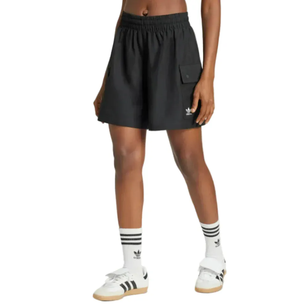 Adidas Womens Essentials Woven High-Waist Cargo Shorts - Black