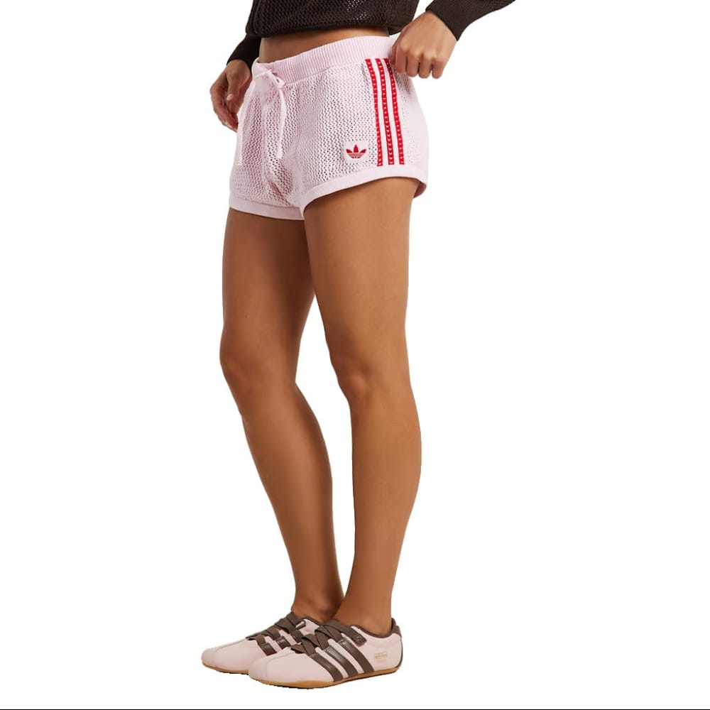 adidas Womens Knitted Crochet Short - Pink / Red