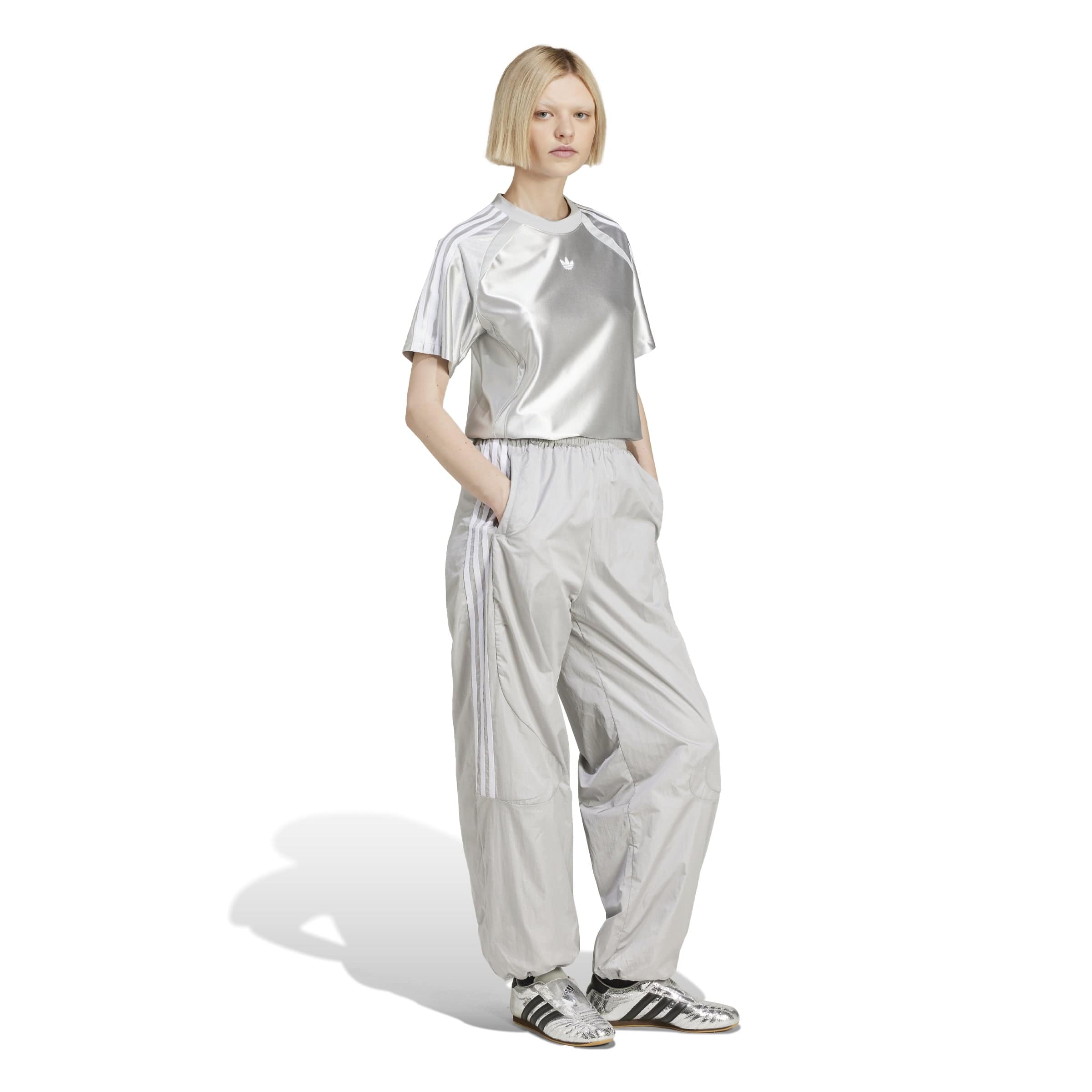adidas adicolor Teamgeist Oversized Track Pant - Grey Two / White