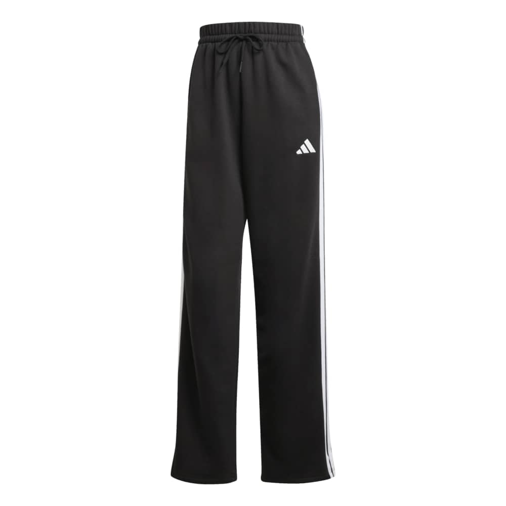 adidas Womens Essentials 3-Stripes Open Hem Fleece Pants - Black