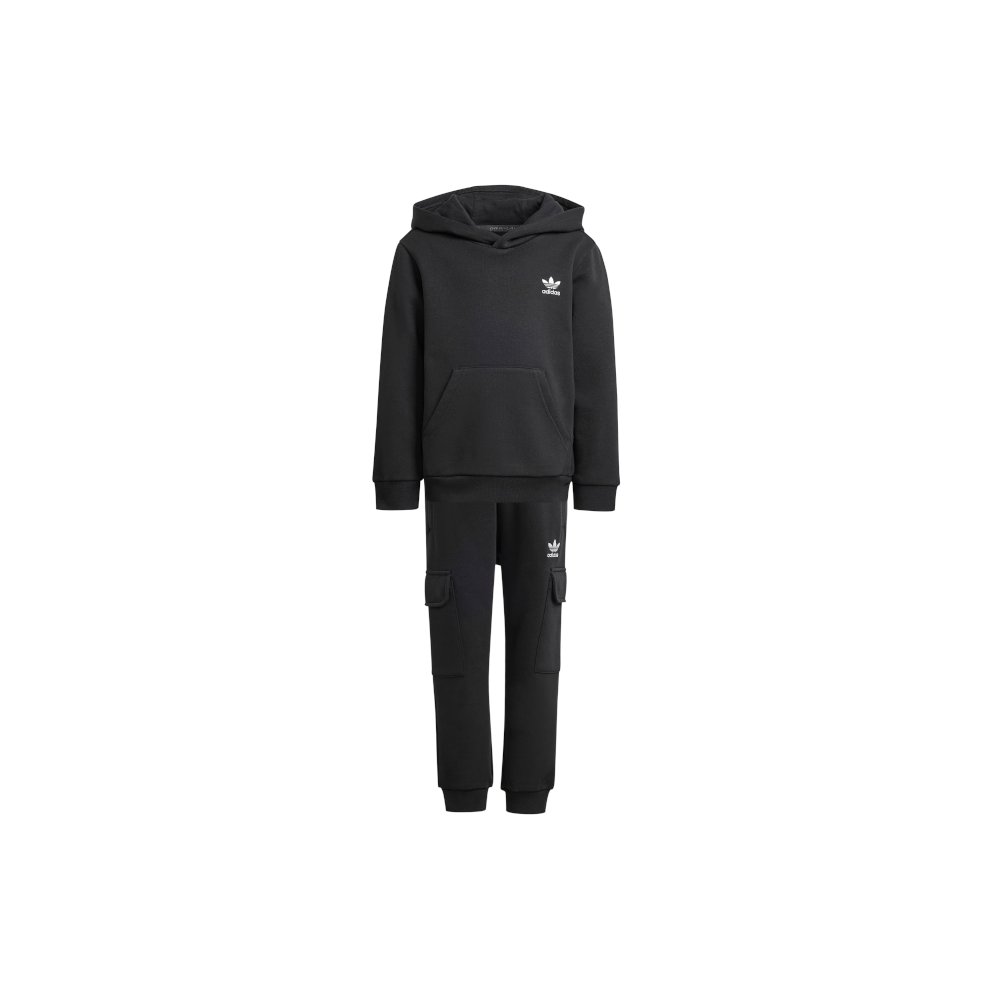 adidas Childrens Hoodie FZ Cargo Tracksuit - Black