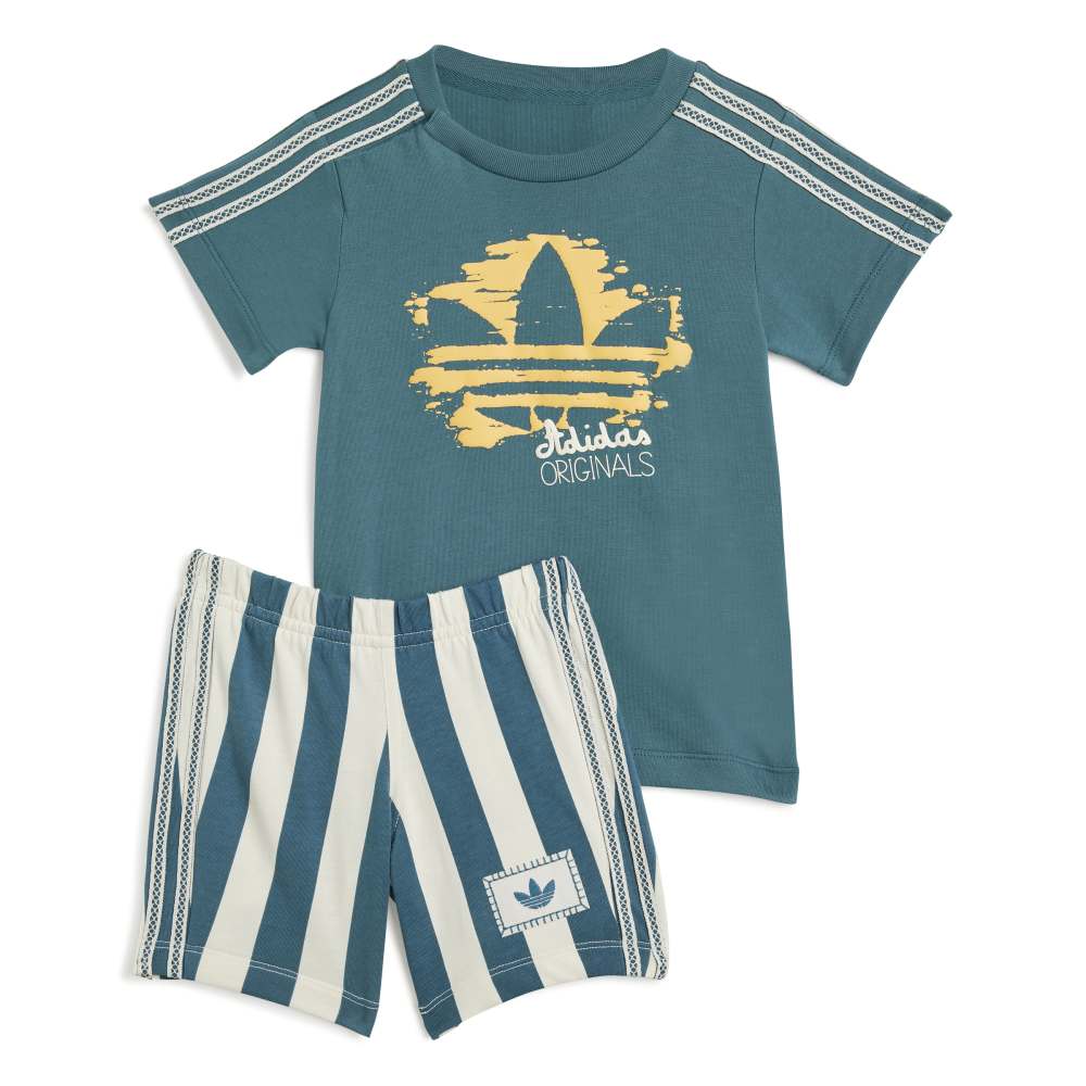 adidas Originals Summer Glow Tee and Short Set - Green / White