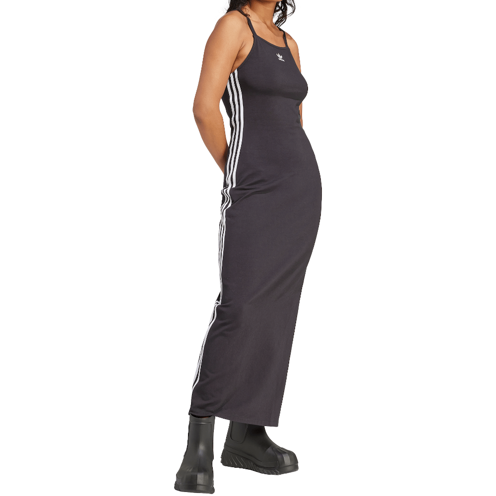 adidas Womens 3 Stripe Maxi Dress - Black