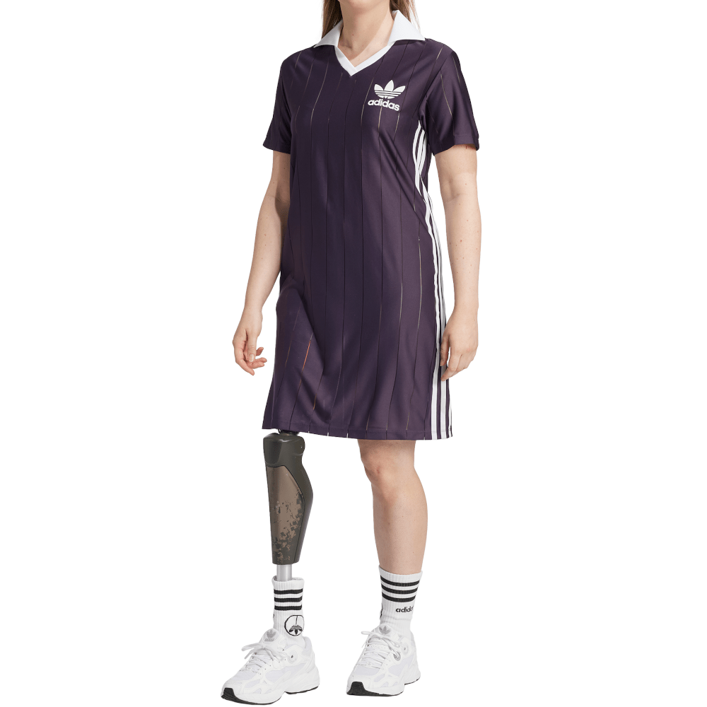 adidas Womens Adicolor 3-Stripes Pinstripe Dress - Purple