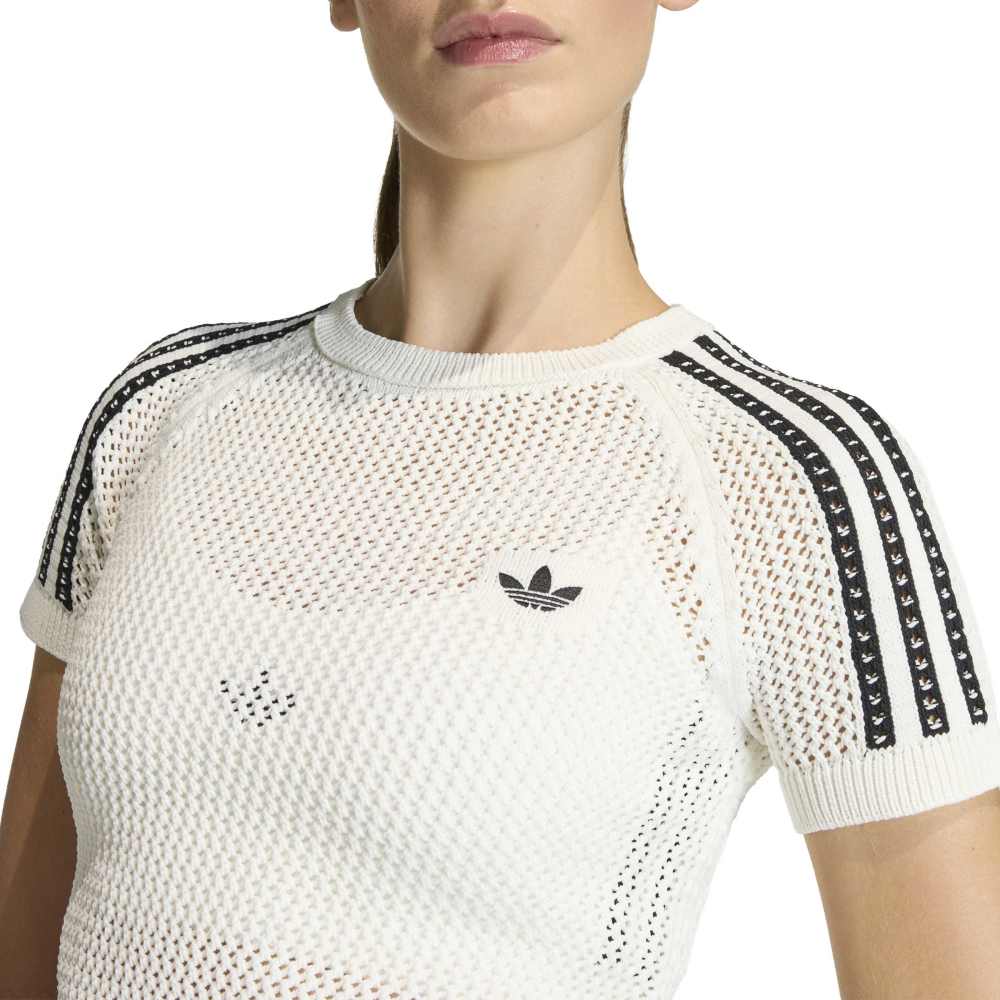 adidas Womens Crochet Tee - White