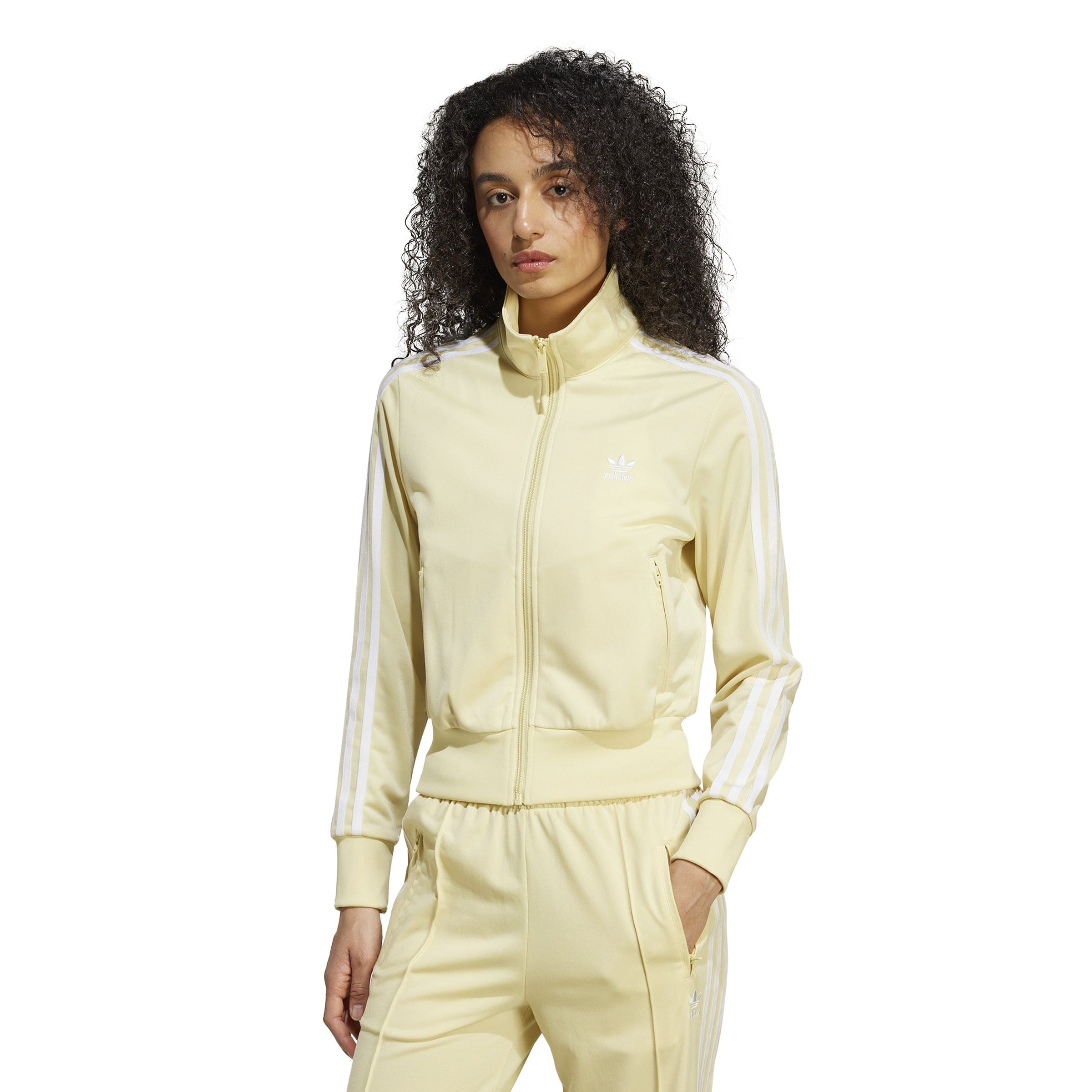 Adidas Womens Firebird Track Top - Powder Yellow / White