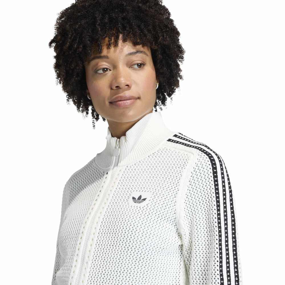 adidas Womens Kitted Crochet Track Top - Off White