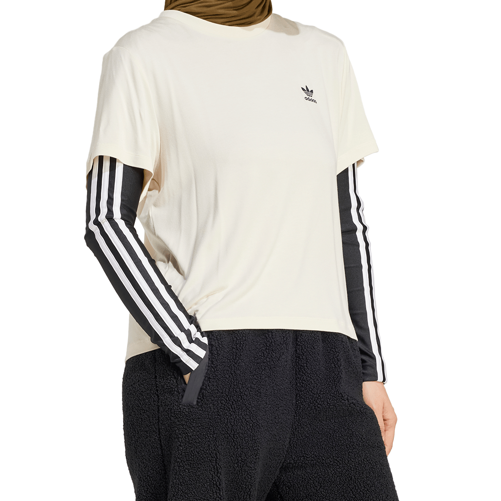 adidas Womens Leopard Trefoil Infill Tee - Wonder White