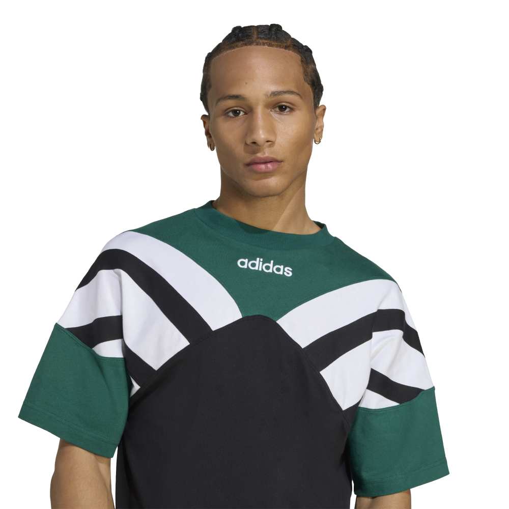 adidas Archive Cutline Tee - Black / Collegiate Green