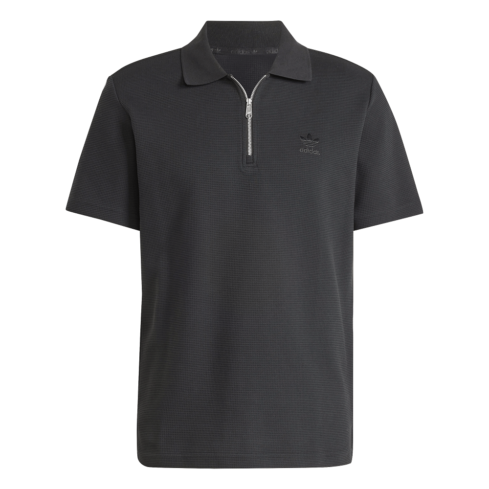 adidas Trefoil Essentials Waffle Polo Shirt - Black