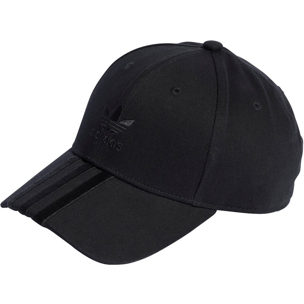 adidas 3-Stripe Strapback Cap - Black / Black