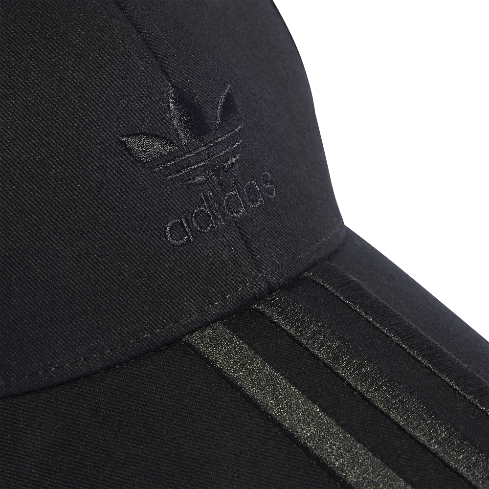 adidas 3-Stripe Strapback Cap - Black / Black