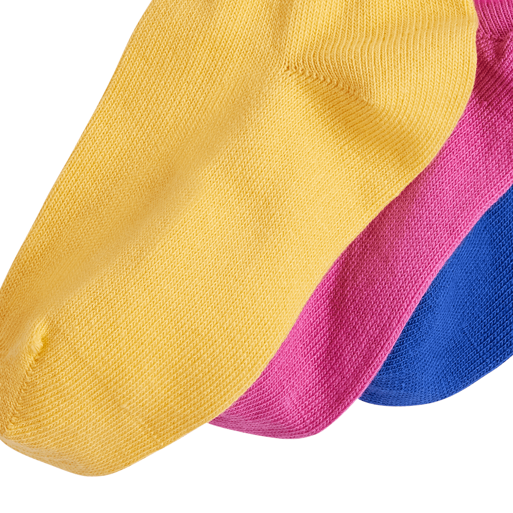 adidas Kids Ankle Sock 3 Pack - Blue / Fuschia / Yellow