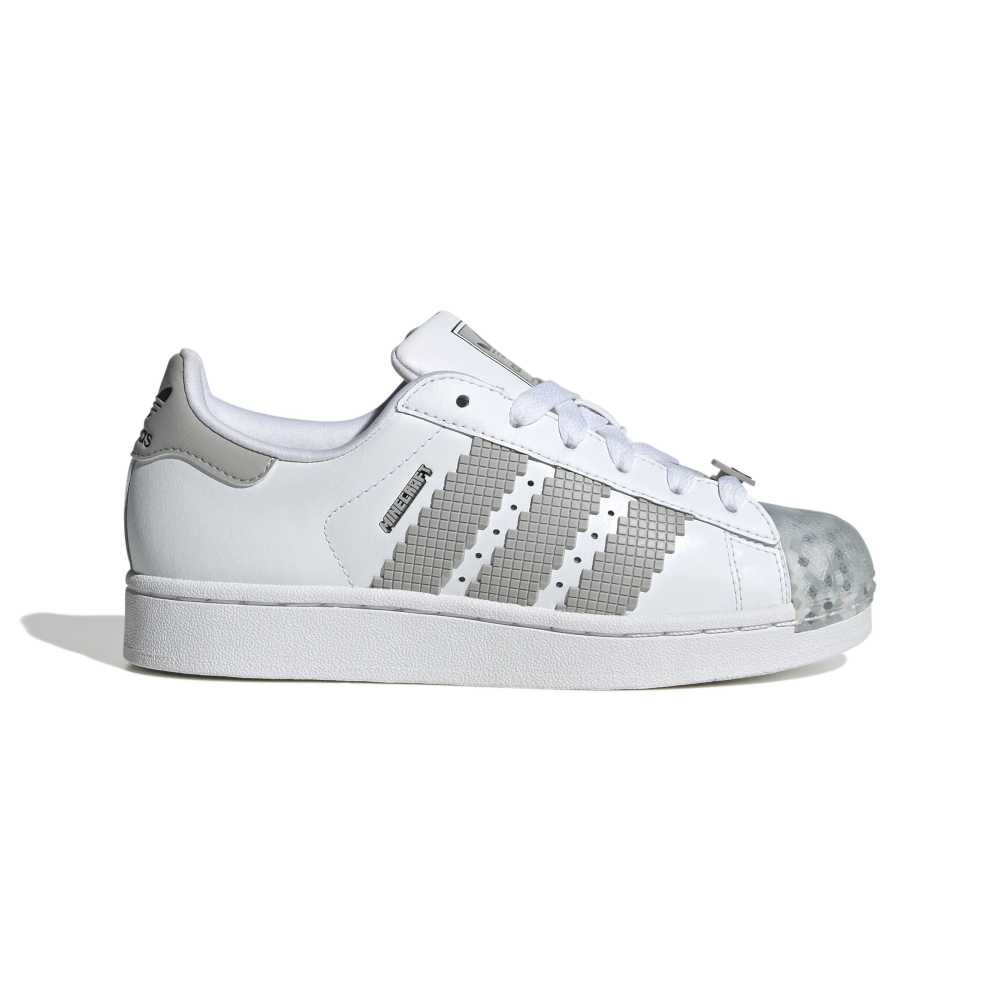 adidas Kids Superstar II X Minecraft Shoes - White / Grey / Black