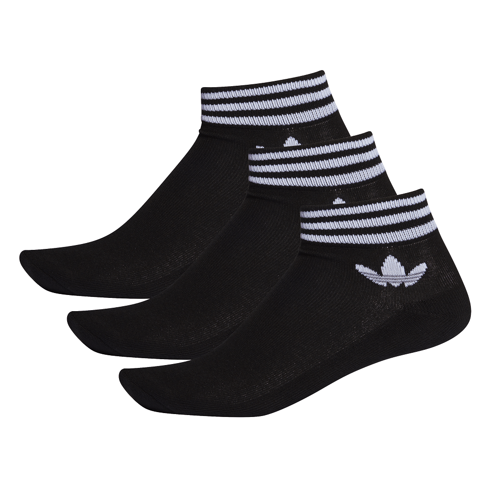 adidas Island Club Trefoil Ankle Sock 3 Pack - Black / White