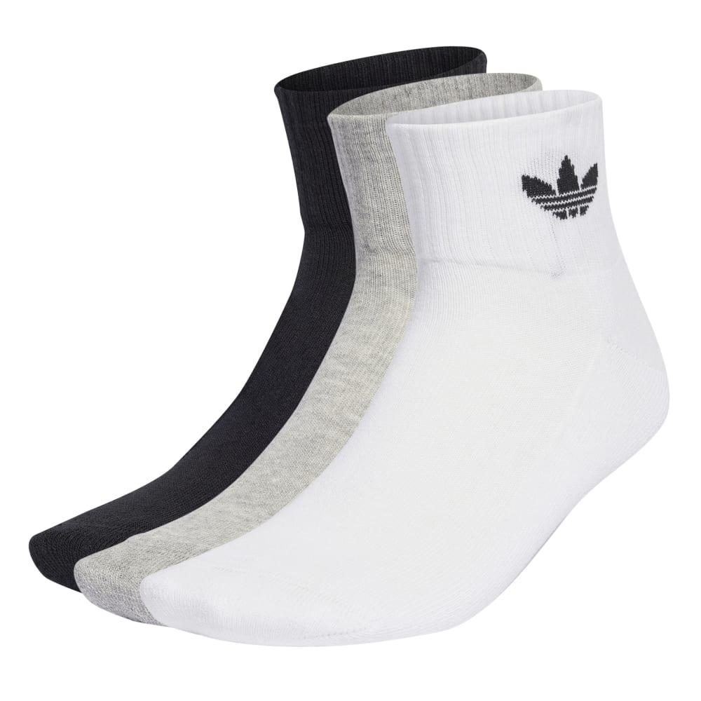adidas Mid Crew Socks 3 Pack - White / Grey / Black