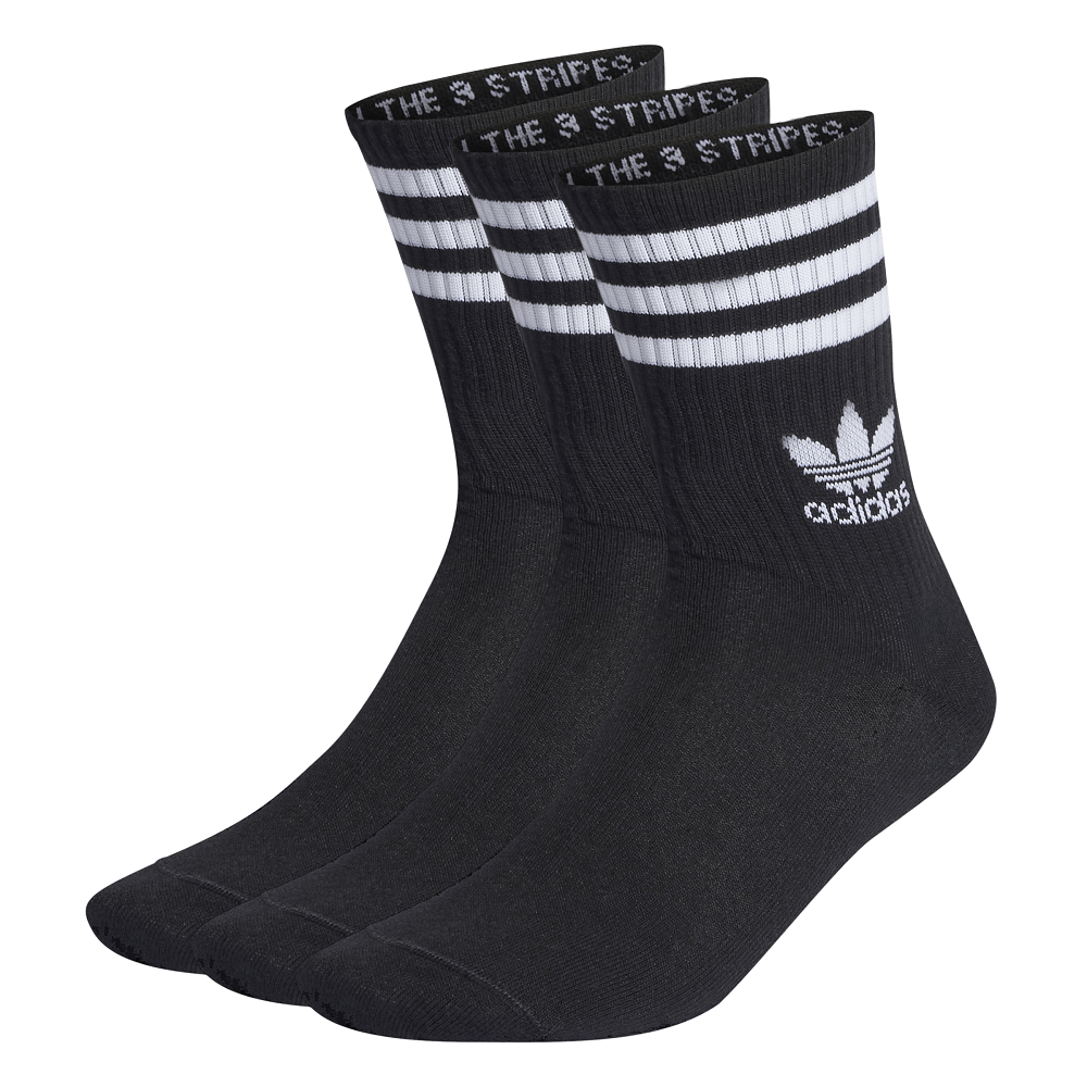 adidas Mid Cut Crew Socks 3 Pack - Black