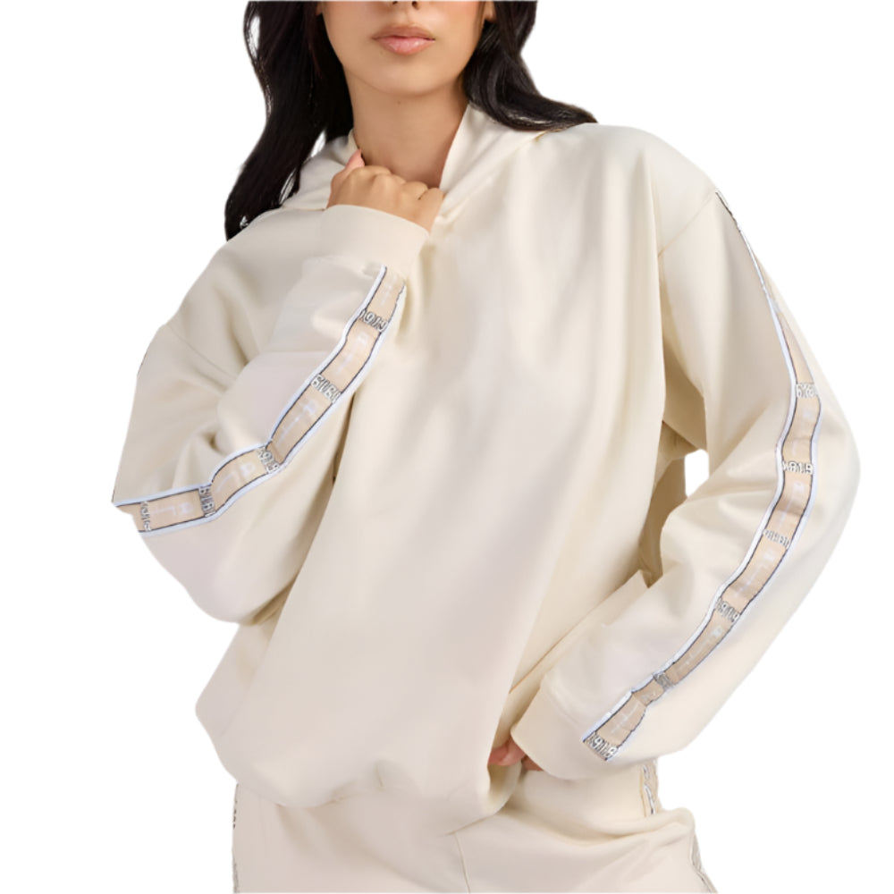 Champion Womens Lux Taping Hoodie - Natural - Front