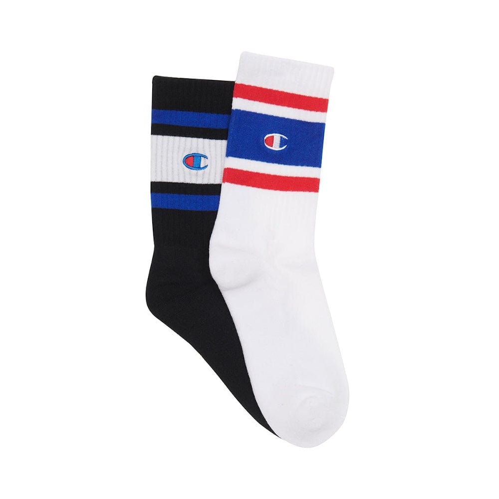 Champion Lifestyle Stripe Crew Sock 2 Pack - Black / White
