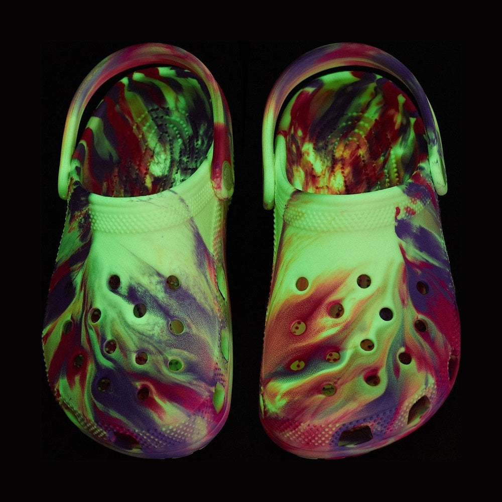 Crocs Kids Classic Glow Marbled Clog - Pink Crush / Multi