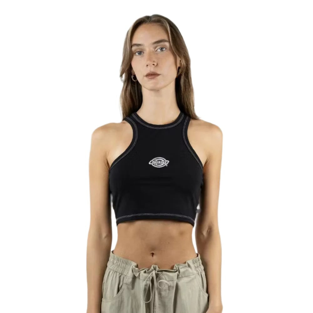 Dickies Classic Logo Racer Front Cropped Tank - Black