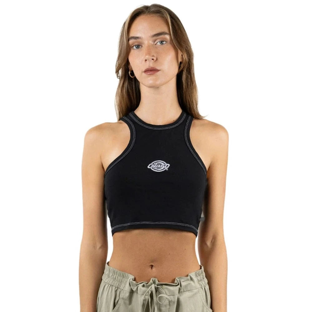 Dickies Classic Logo Racer Front Cropped Tank - Black