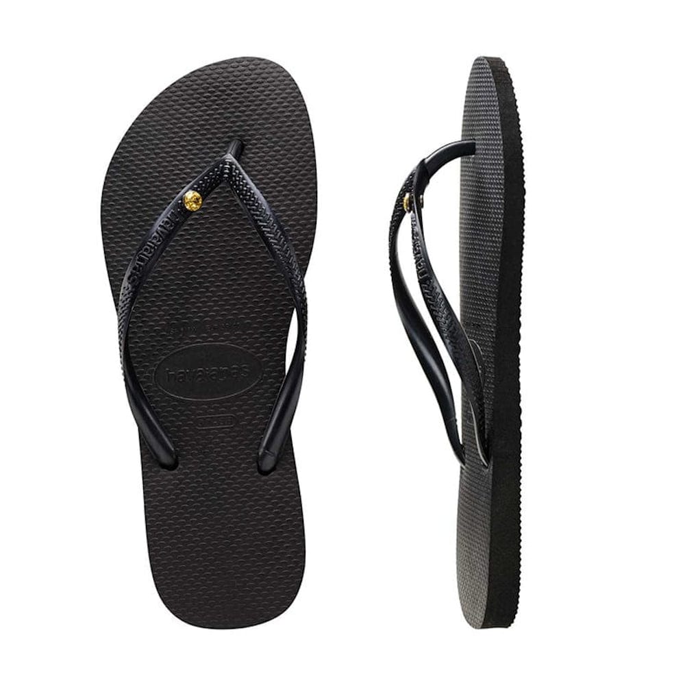 Havaianas Slim Coloured Crystal - Black / Sunflower Crystal