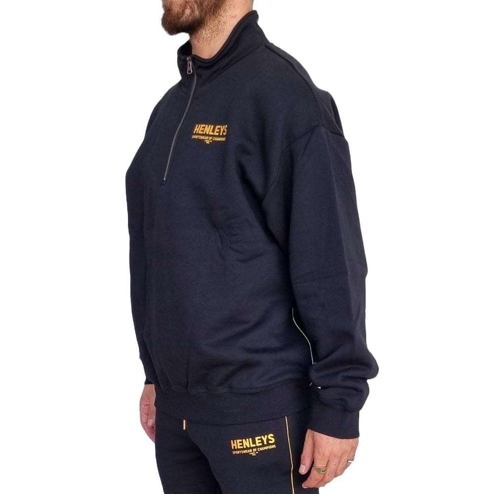 Henleys Champions Gold Zip Sweater - Black