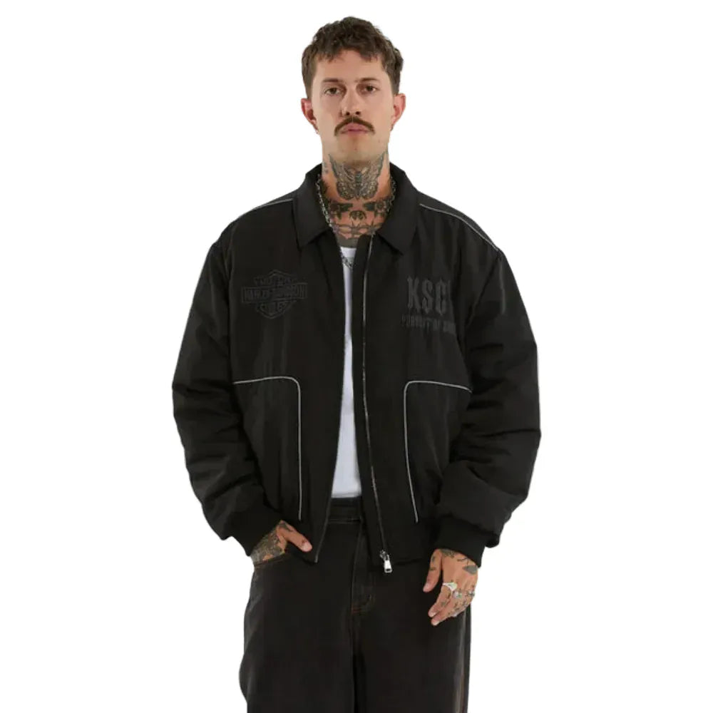 KSCY X Harley Davidson Drill Bomber Jacket - Anthracite Black