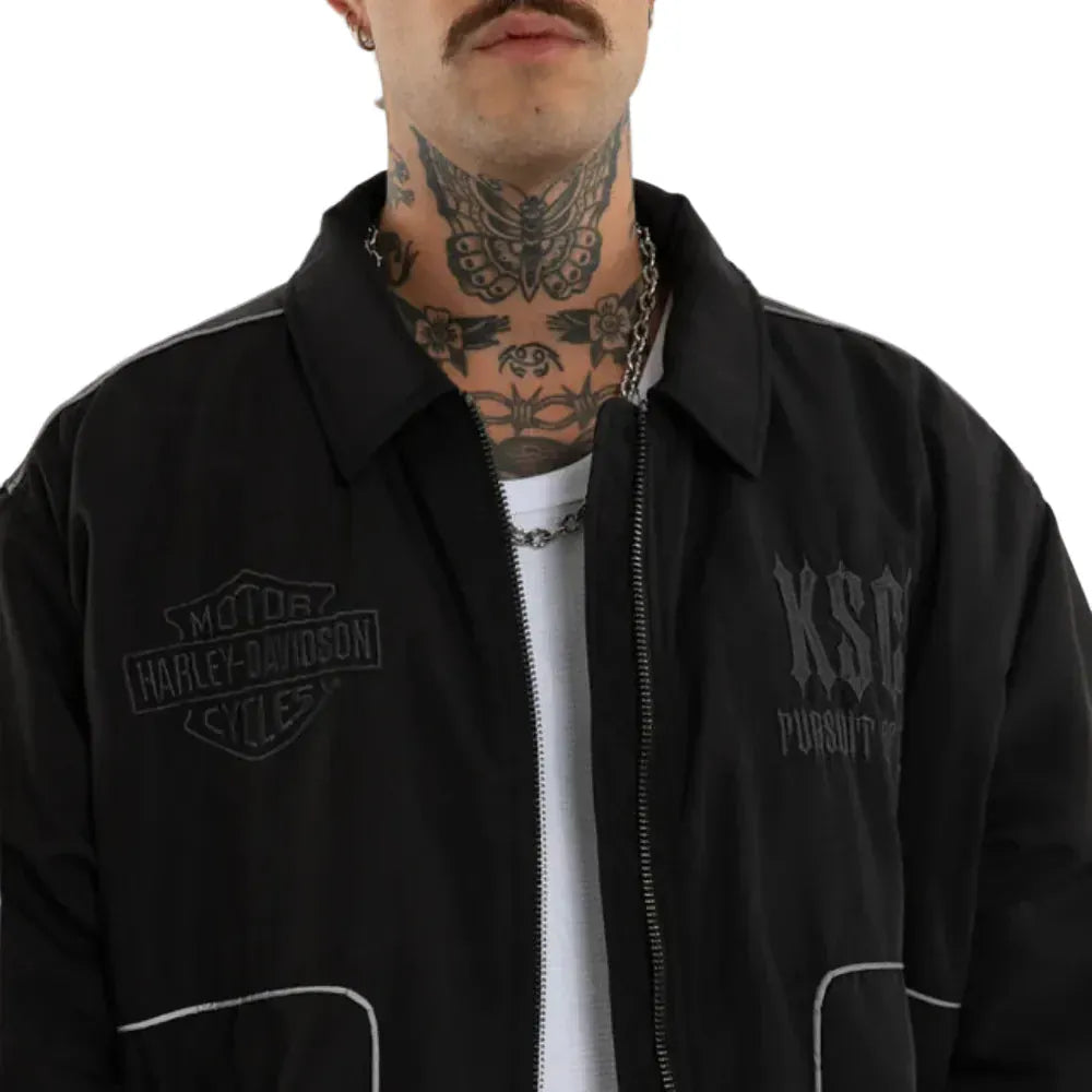 KSCY X Harley Davidson Drill Bomber Jacket - Anthracite Black