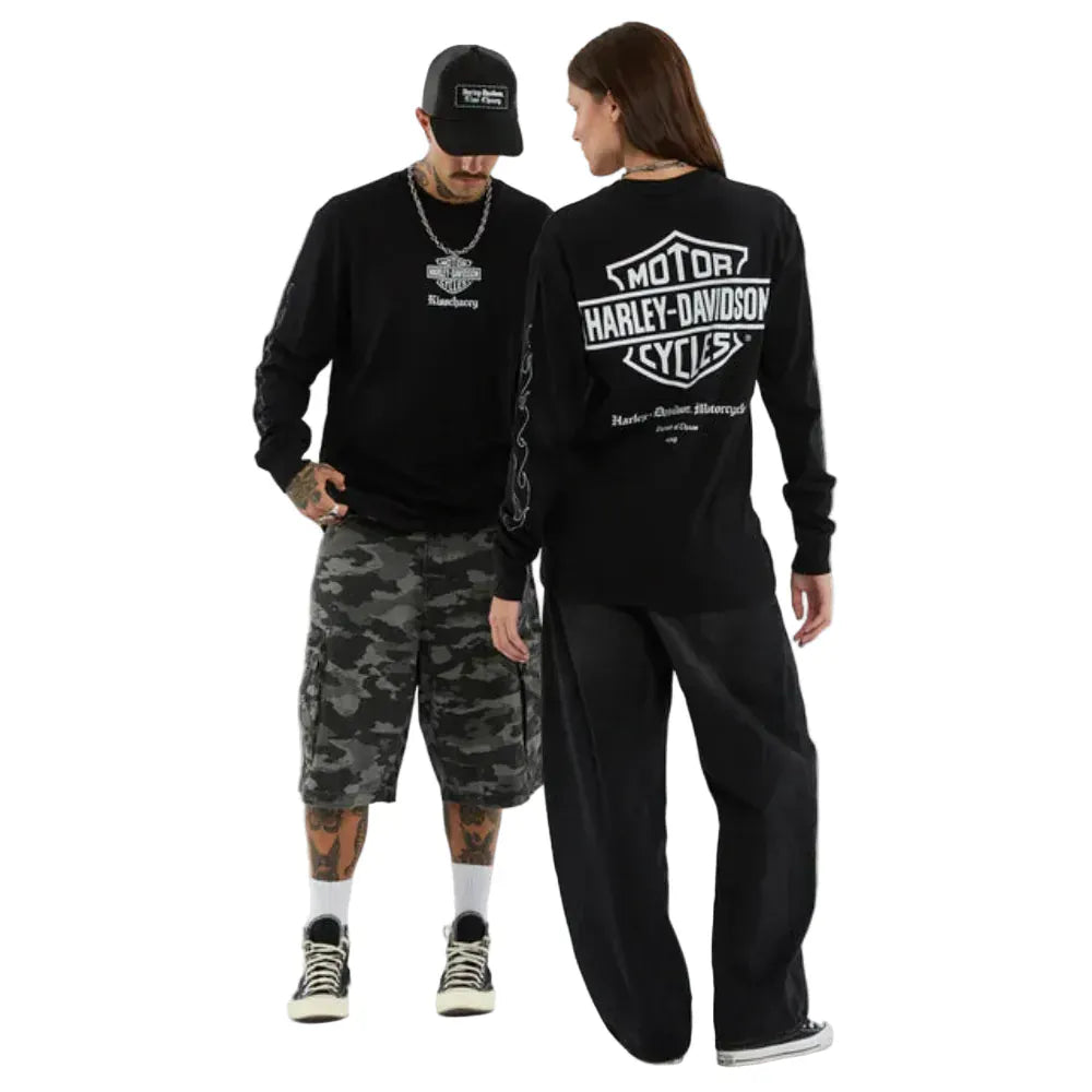 KSCY X Harley Davidson Flames LS Tee - Jet Black