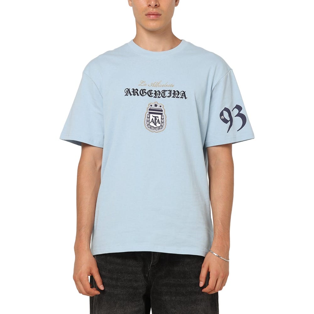 Majestic Athletic Argentina Halftone Crest Tee - Argentina Blue