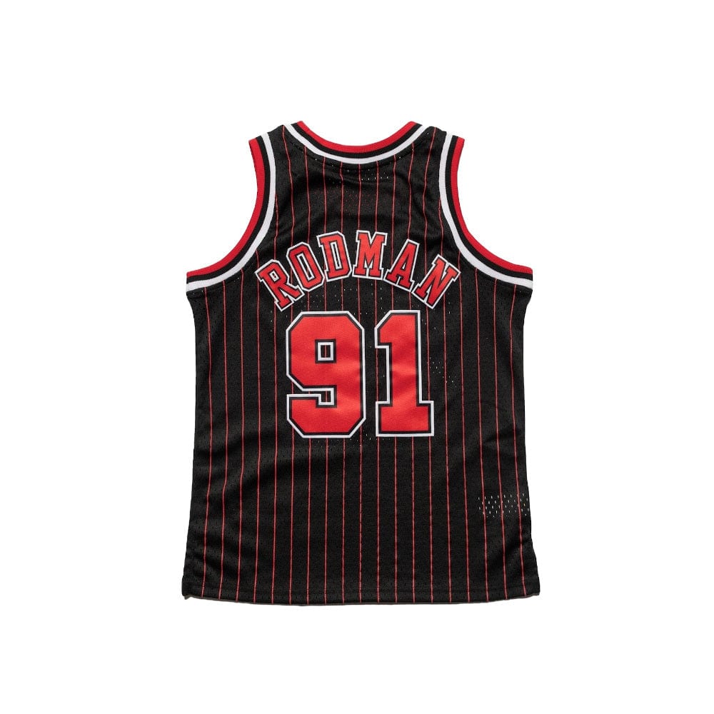 Mitchell & Ness Youth Swingman Jersey Chicago Bulls Dennis Rodman Alt 95/96 - Black Pinstripe