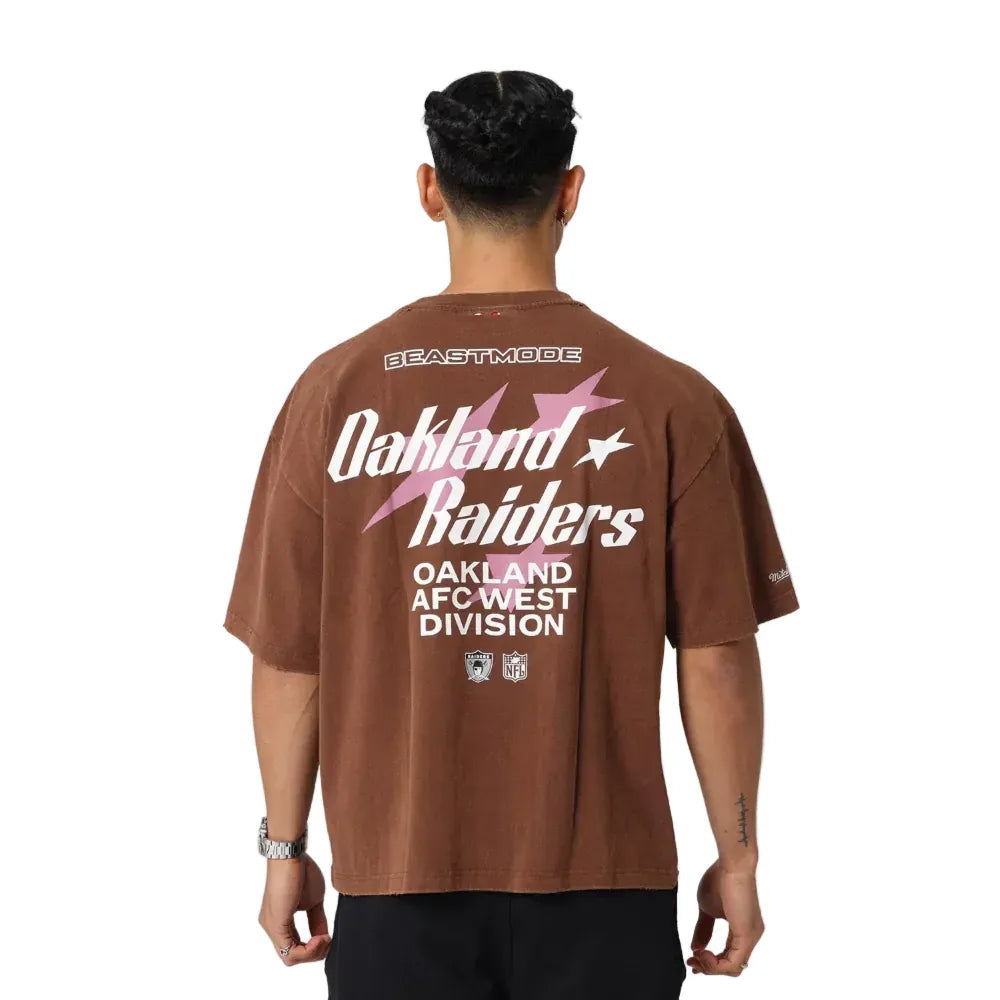 Mitchell & Ness Beast Mode West Coast Boxy Tee Oakland Raiders - Chocolate Brown