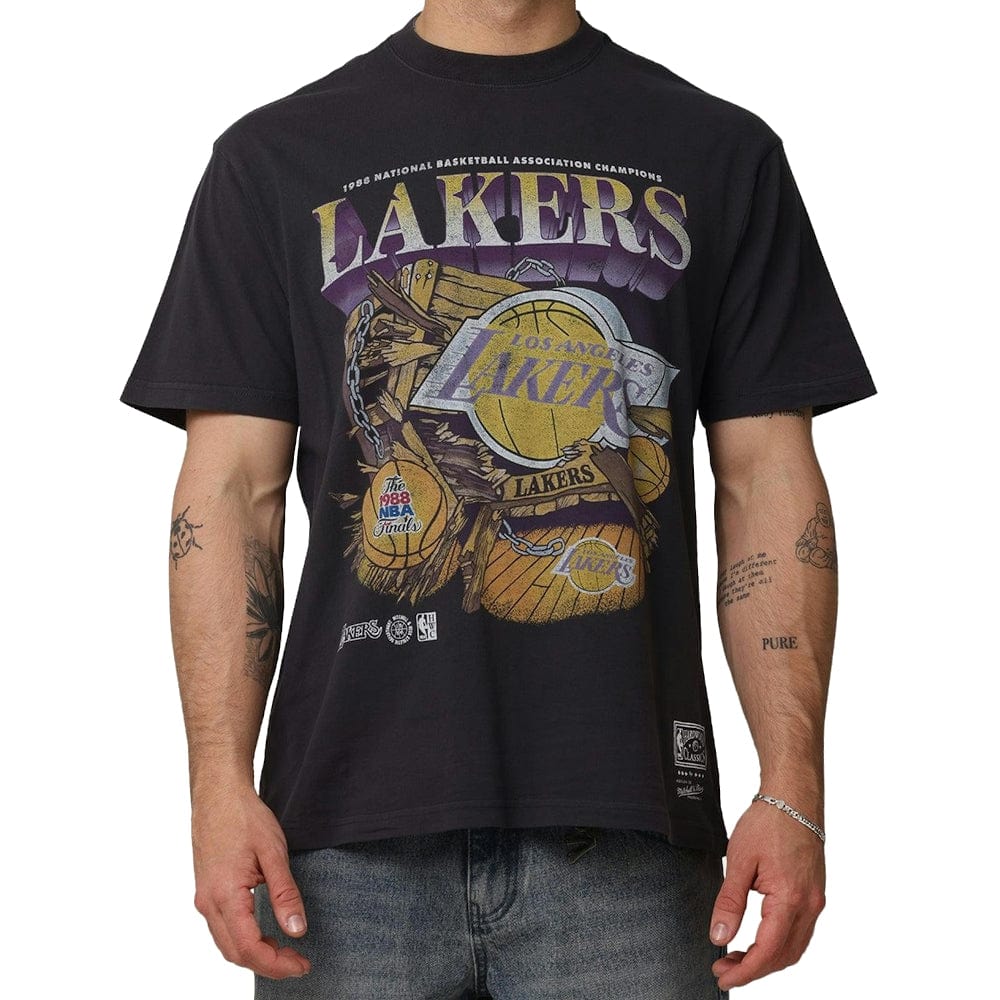Mitchell & Ness Bevel Burst Tee Los Angeles Lakers - Overdyed Black