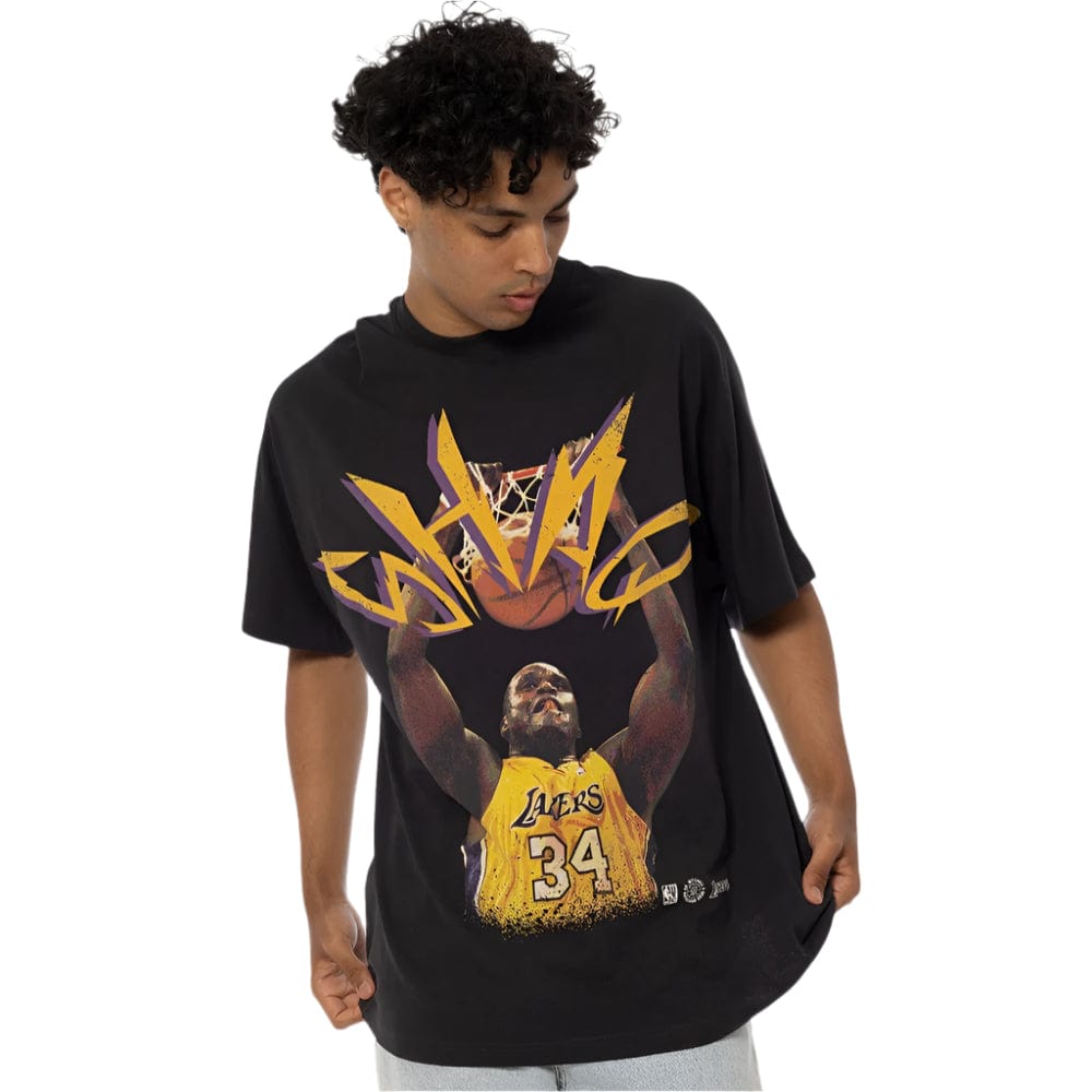 Mitchell & Ness Blaze Tee Lakers O'Neill - Faded Black - On Body Front