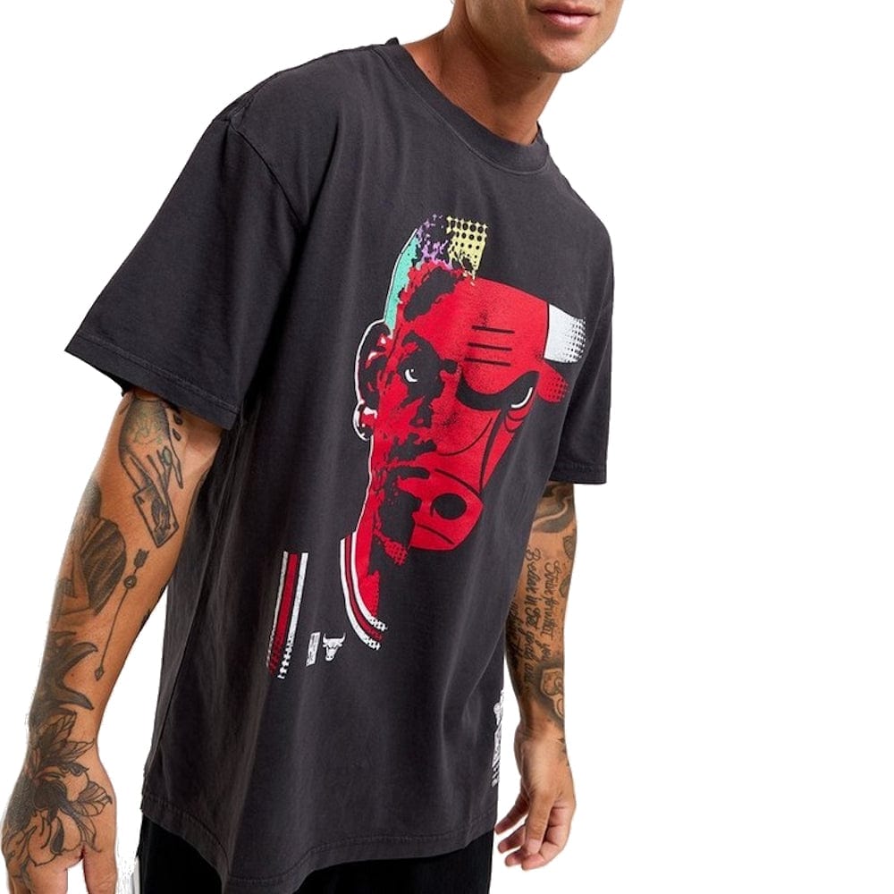 Mitchell & Ness Faceoff Bulls Rodman Tee - Overdyed Black