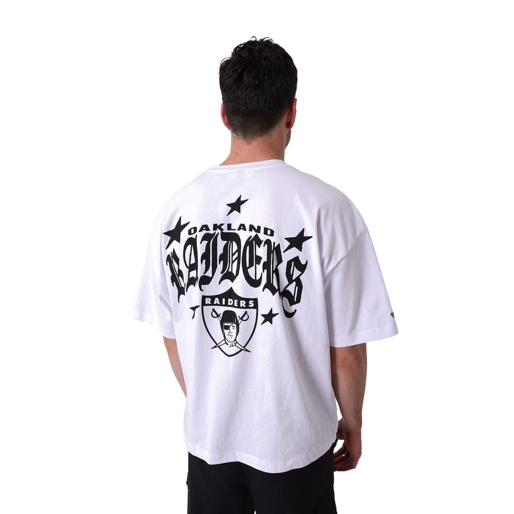 Mitchell & Ness Oakland Raiders Stars & Text Boxy Tee - White