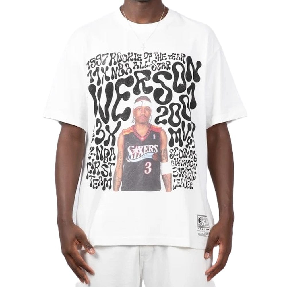 Mitchell & Ness Player Abstract 76ers Iverson Tee - Vintage White