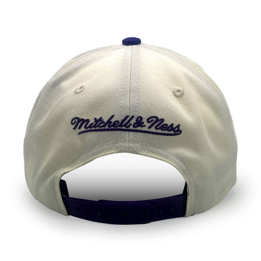 Mitchell & Ness Tilted Pro Pinch Snapback Los Angeles Lakers - White Cream / Purple