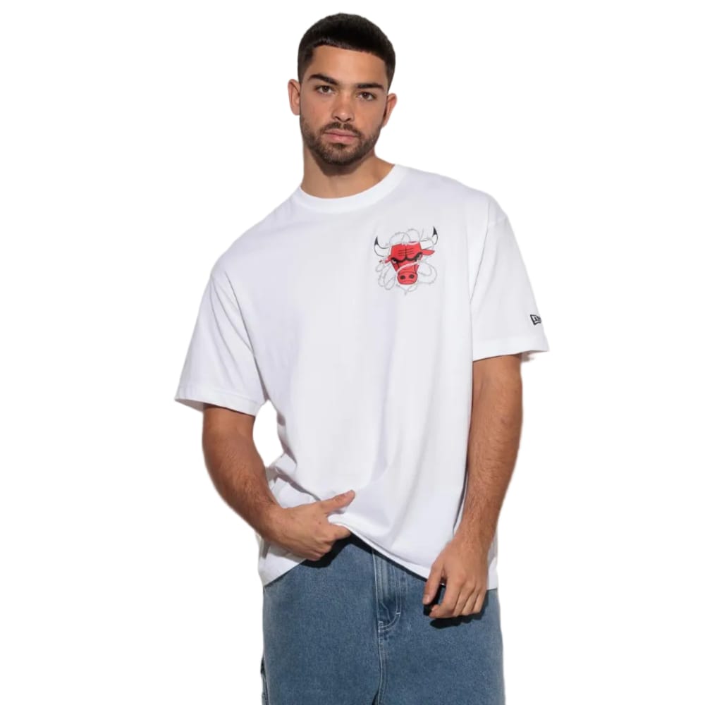 New Era Chicago Bulls Barbed Wire Tee - White