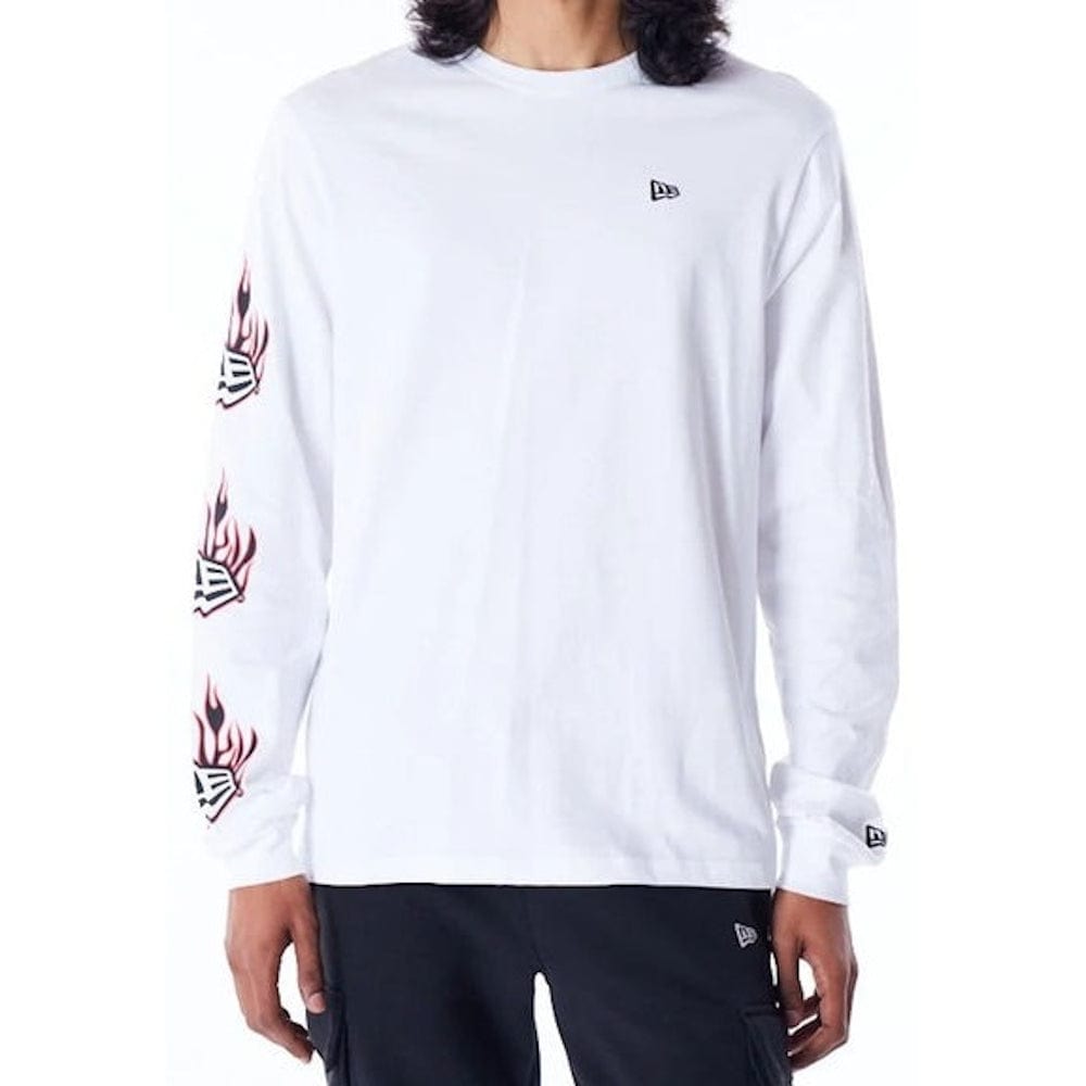 New Era Flag Flame Long Sleeve Tee - White