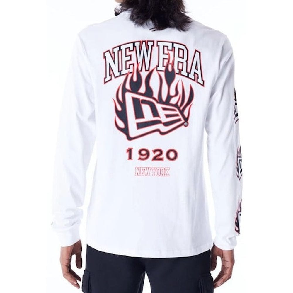 New Era Flag Flame Long Sleeve Tee - White