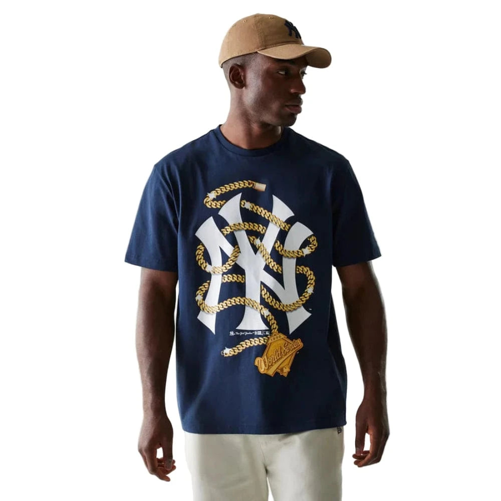 New Era Golden Chain Oversized Tee New York Yankees - Navy
