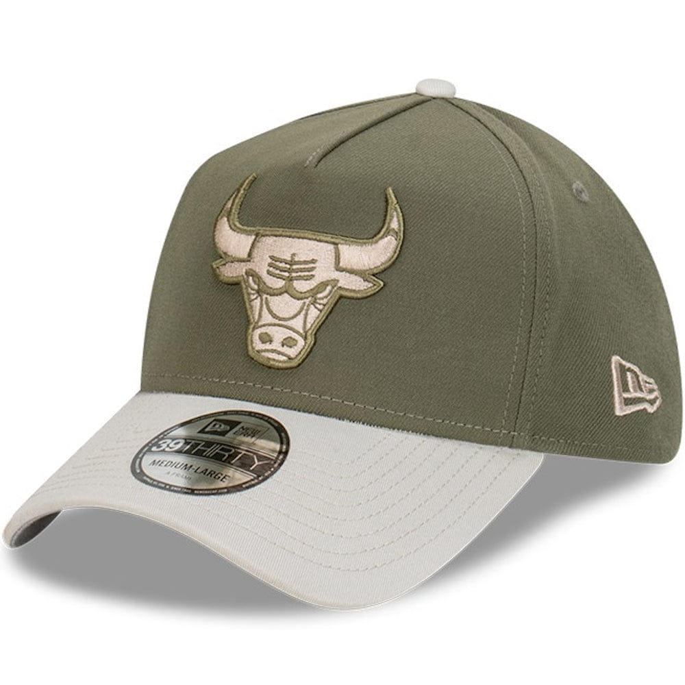 New Era 39THIRTY A-Frame Stretch Fit Cap Chicago Bulls - New Olive / Vintage Stone