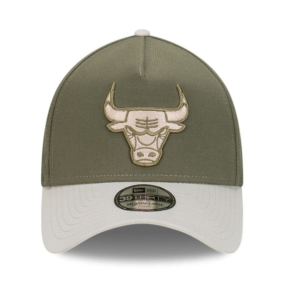 New Era 39THIRTY A-Frame Stretch Fit Cap Chicago Bulls - New Olive / Vintage Stone